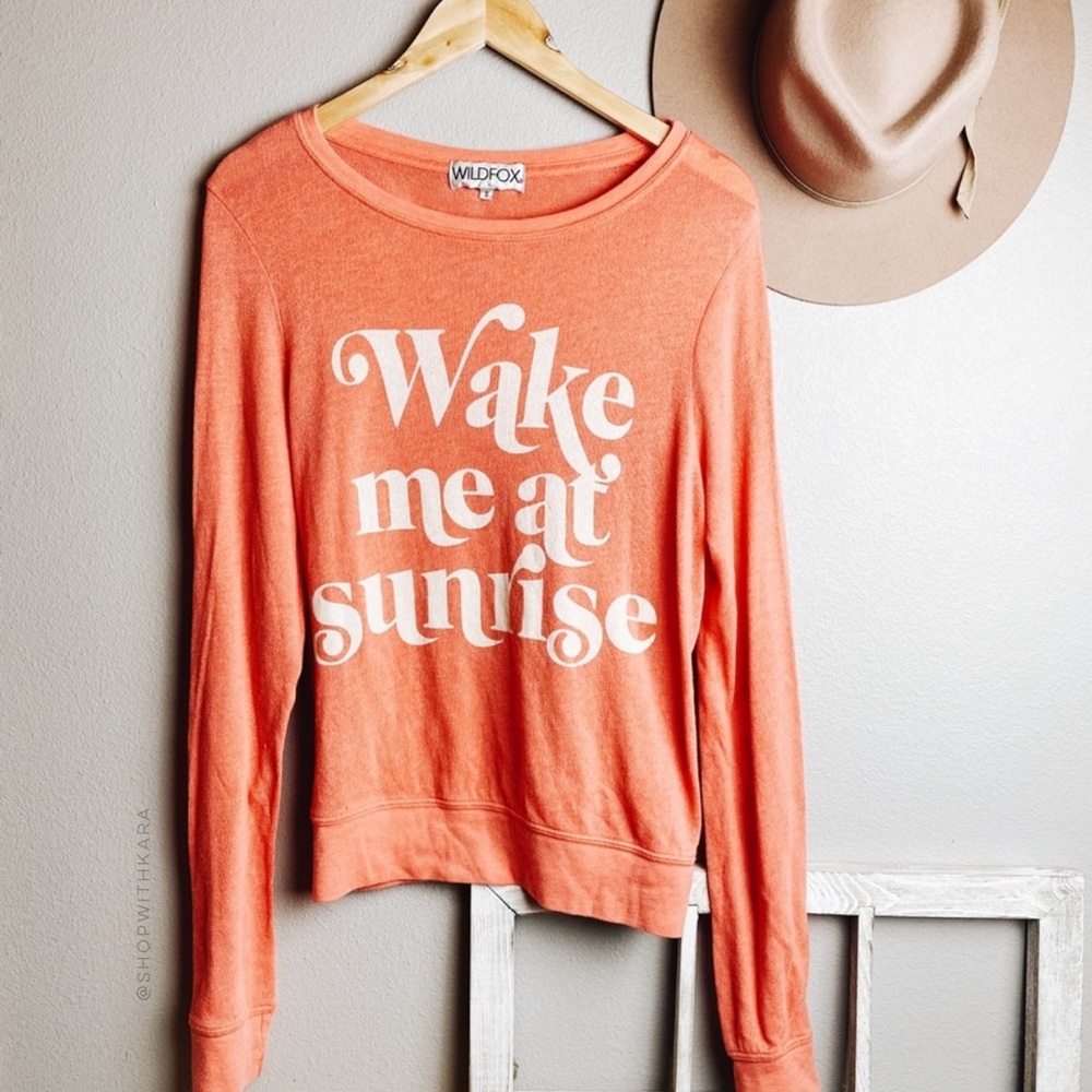 Wildfox Wake Me Up At Sunrise Coral Sweatshirt S